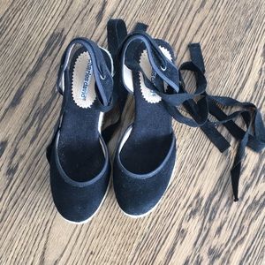 Black lace up espadrilles